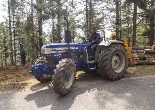 Tractor in the forest, Chhoekhor Gewog, Bumthang, Bhutan