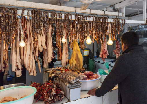 Meat from India sold in a butchery, Chhoekhor Gewog, Bumthang, Bhutan