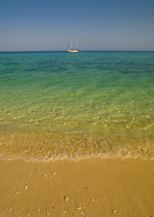 Tourist boat on Dahlak archipelago, Northern Red Sea, Dahlak, Eritrea