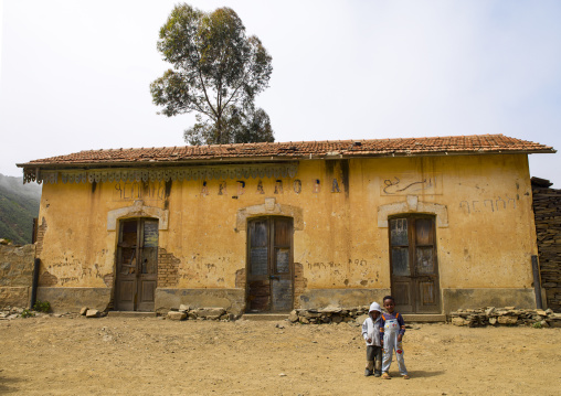 Erotrean children in front of the railway station, Central Region, Arbaroba, Eritrea