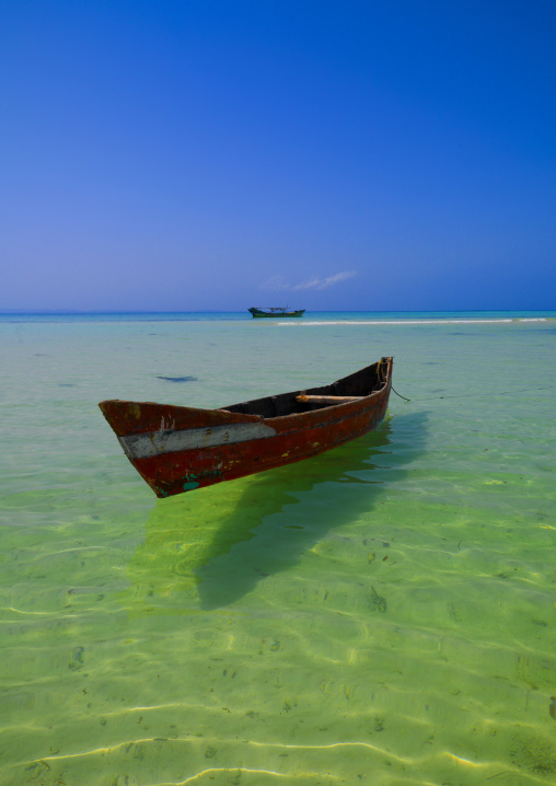 Fisherman boat in the lagoon, Northern Red Sea, Dahlak, Eritrea