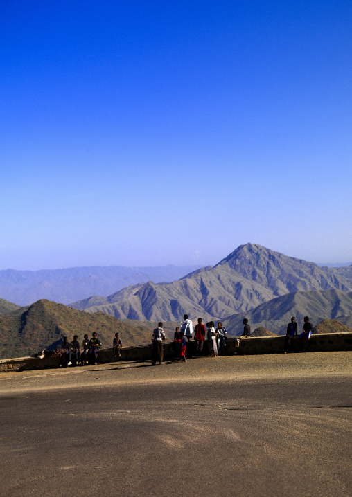 Children along Asmara to Massawa road, Central Region, Asmara, Eritrea