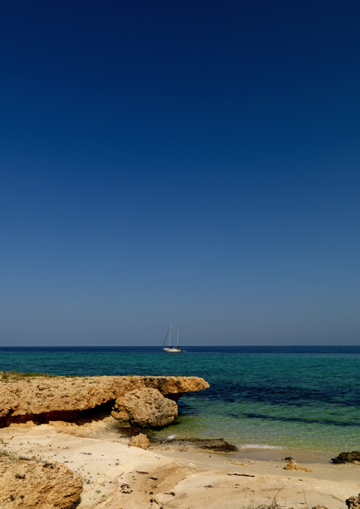 Beach with coral rocks, Northern Red Sea, Dahlak, Eritrea