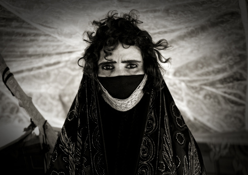 Portrait of a veiled Rashaida tribe woman, Northern Red Sea, Massawa, Eritrea