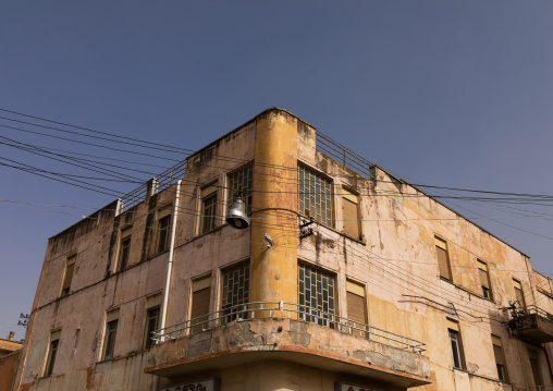 Exterior of old art deco style building from the italian colonial times, Central region, Asmara, Eritrea