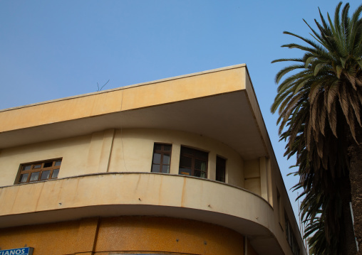 Exterior of old art deco style building from the italian colonial times, Central region, Asmara, Eritrea