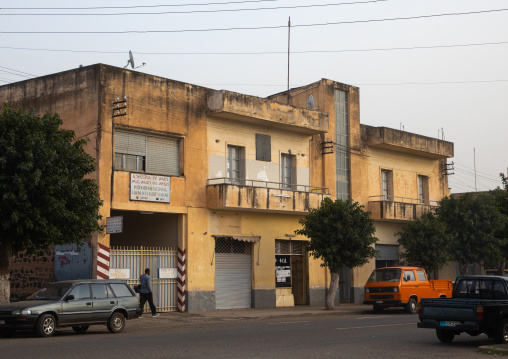 Exterior of old art deco style building from the italian colonial times, Central region, Asmara, Eritrea