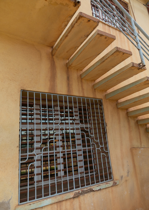 La piscina italiana swimming pool stairs built during the italian colonial times, Central region, Asmara, Eritrea