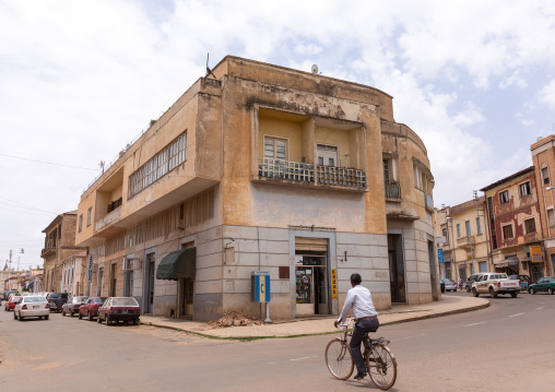 Exterior of old art deco style building from the italian colonial times, Central region, Asmara, Eritrea