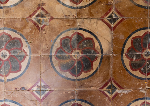 Colorful italian tiles in an old building, Northern Red Sea, Massawa, Eritrea