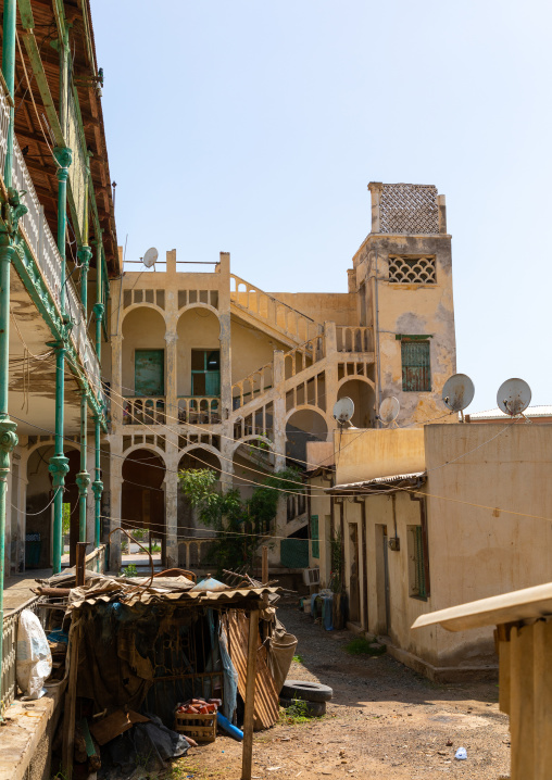 Old colonial building from the italian era, Northern Red Sea, Massawa, Eritrea