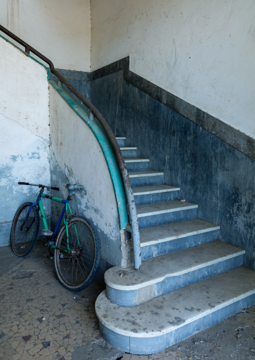 Stairs in a building from the italian colonial era, Northern Red Sea, Massawa, Eritrea