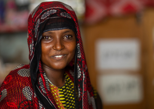 Portrait of a beautiful afar tribe young woman, Northern Red Sea, Massawa, Eritrea