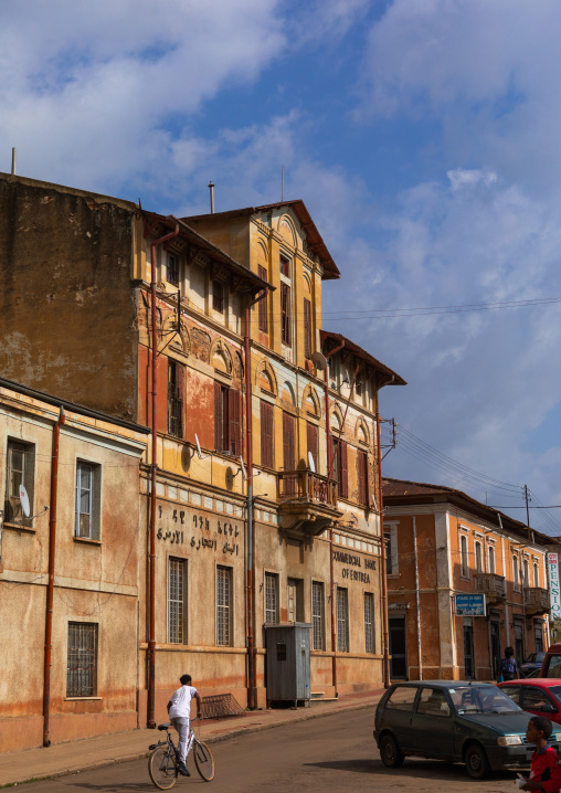 Old art deco building of the commercial bank of eritrea, Central region, Asmara, Eritrea