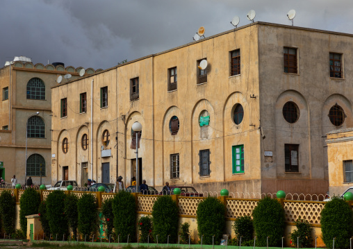 Exterior of old novecento style building from the italian colonial times, Central region, Asmara, Eritrea