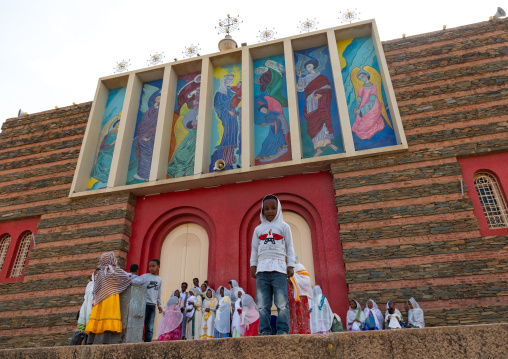 Eritrean people at enda mariam orthodox cathedral, Central region, Asmara, Eritrea