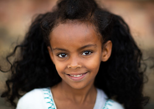 Portrairt of an eritrean orthodox girl with traditional hairstyle, Central region, Asmara, Eritrea