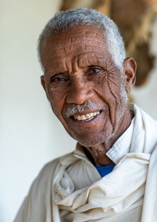 Portrait of a senior eritrean man with wrinkled face, Central region, Asmara, Eritrea