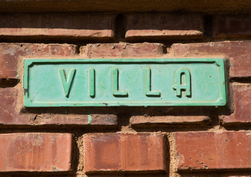 Villa sign on a house, Central region, Asmara, Eritrea