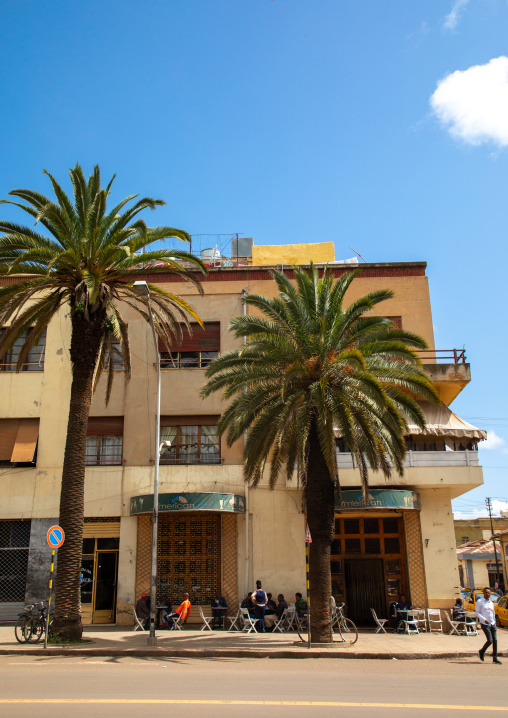 Exterior of old art deco style building from the italian colonial times, Central region, Asmara, Eritrea