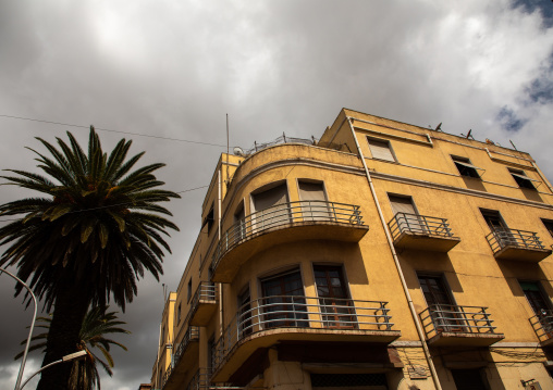 Exterior of old art deco style building from the italian colonial times, Central region, Asmara, Eritrea