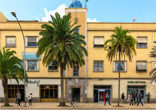 Exterior of old art deco style building from the italian colonial times, Central region, Asmara, Eritrea