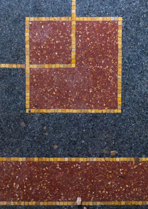 Colorful italian tiles in an old building, Central region, Asmara, Eritrea