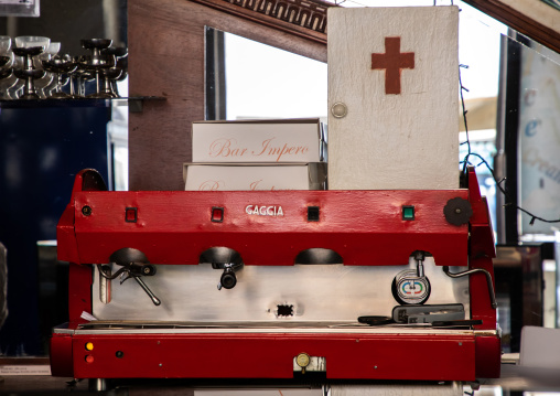 Old gaggia expresso machine in impero cinema bar, Central region, Asmara, Eritrea