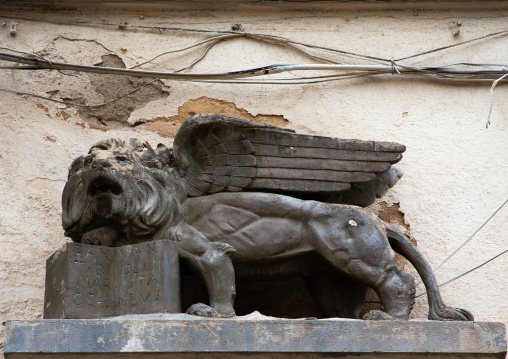 Winged lion on a building entrance, Central region, Asmara, Eritrea