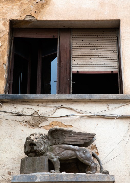 Winged lion on a building entrance, Central region, Asmara, Eritrea