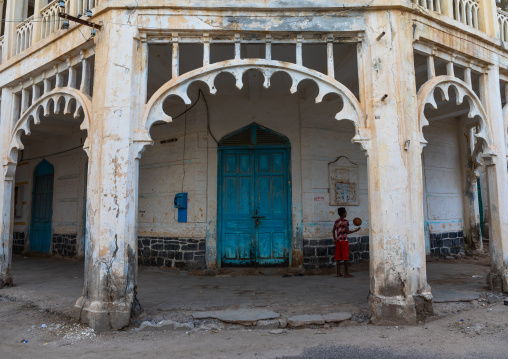 Ottoman architecture building with arcades, Northern Red Sea, Massawa, Eritrea