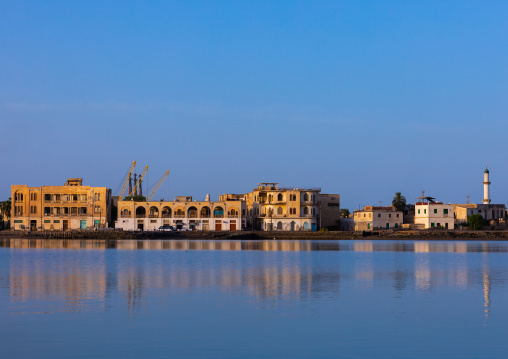 Old ottoman architecture buildings seen from the sea, Northern Red Sea, Massawa, Eritrea