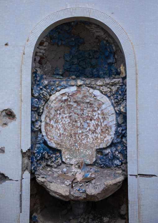 Fountain in the ruins of the old palace of Haile Selassie, Northern Red Sea, Massawa, Eritrea