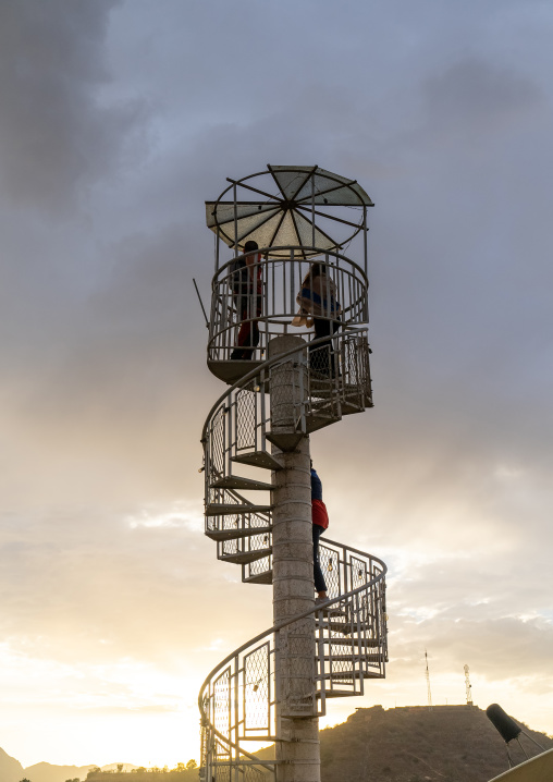 Tourists on the viewing platform in Keren hotel, Semien-Keih-Bahri, Keren, Eritrea