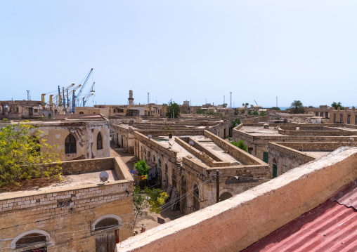 High angle view of the ottoman old city, Northern Red Sea, Massawa, Eritrea