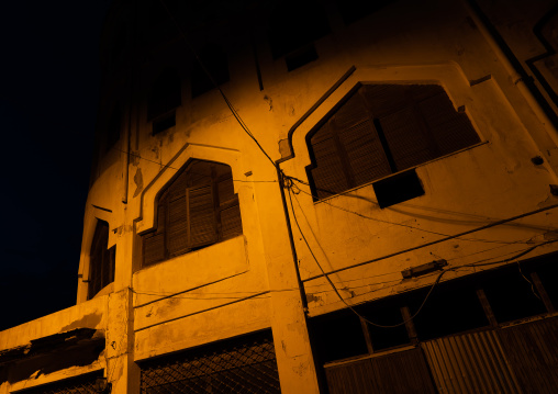 Torino hotel at night, Northern Red Sea, Massawa, Eritrea