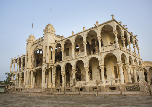 Ruins of the former banca d italia, Northern Red Sea, Massawa, Eritrea