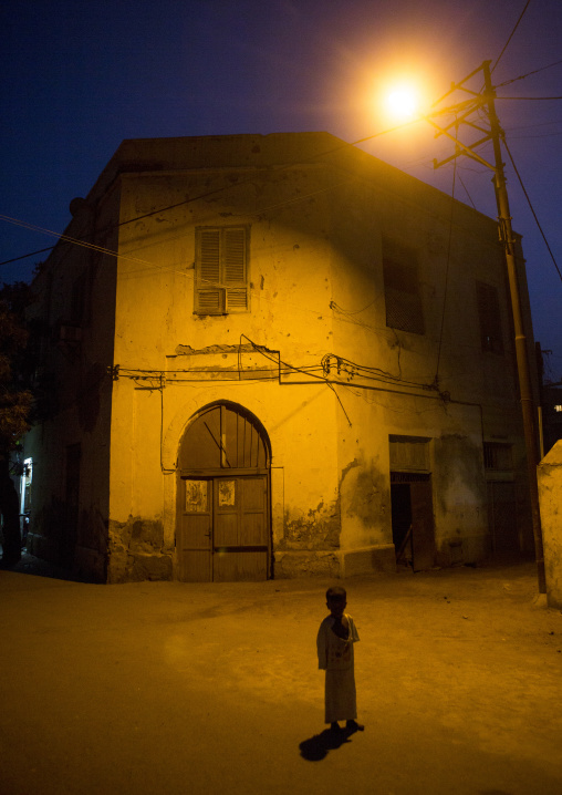 Old ottoman house at night, Northern Red Sea, Massawa, Eritrea