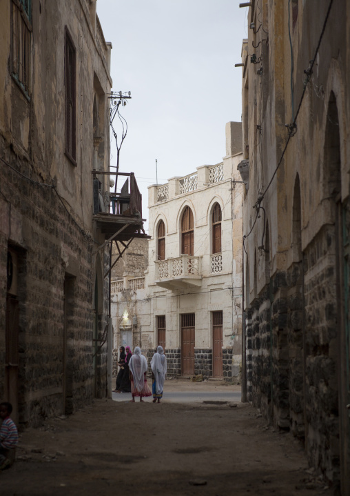 Eritrean women in the street of the ottoman quarter, Northern Red Sea, Massawa, Eritrea