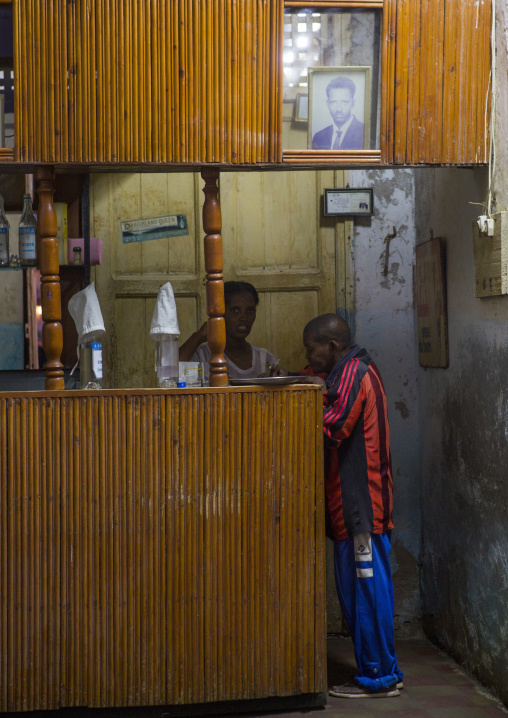 Eritrean president isaias Afewerki portrait in a bar, Northern Red Sea, Massawa, Eritrea