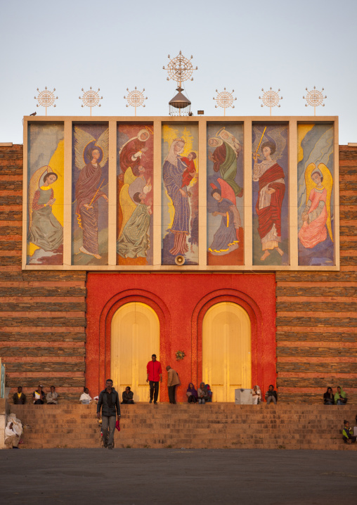 Eritrean people praying at enda mariam cathedral, Central Region, Asmara, Eritrea