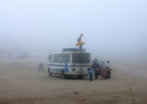 Bus in the fog, Debub, Senafe, Eritrea