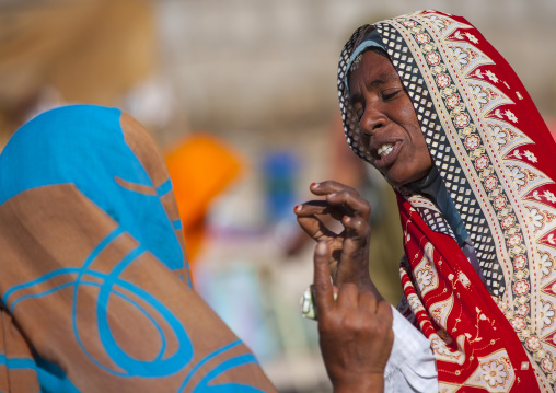 Eritrean women chatting in the street, Anseba, Keren, Eritrea