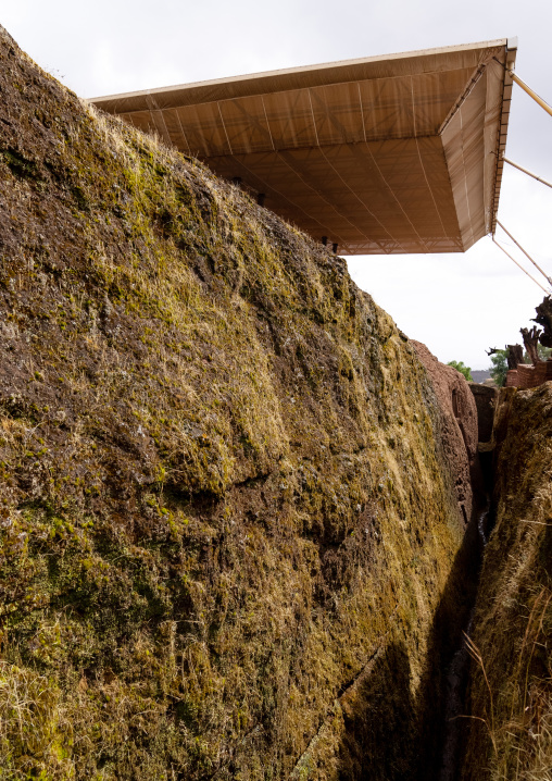 Roof of Biete Medhane Alem House of the Saviour of the World rock-hewn church, Amhara Region, Lalibela, Ethiopia