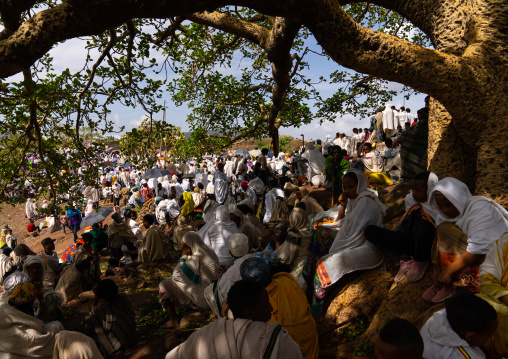 Orthodox celebration in Bilbaia Giorgis Rock Hewn Church, Amhara Region, Lalibela, Ethiopia