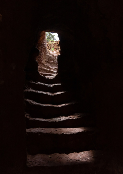 Stairs inside a rock-hewn church, Amhara Region, Lalibela, Ethiopia