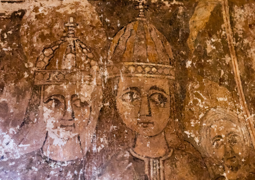 Religious fresco in Bet Merkurios rock-hewn church, Amhara Region, Lalibela, Ethiopia