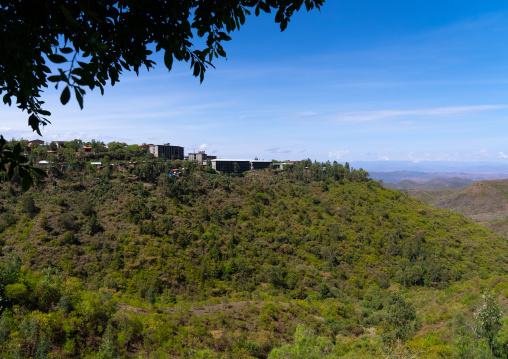 Landscape on the mountains with new buildings, Amhara Region, Lalibela, Ethiopia