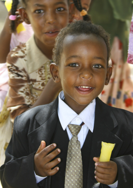 Kids dressed for festival of mariam dearit, Anseba, Keren, Eritrea