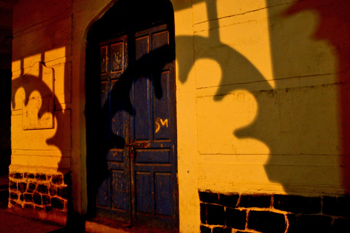 Ottoman house at night, Northern Red Sea, Massawa, Eritrea